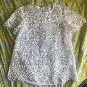 Ted Baker London sheer Embroidered Lace Top Size 2/S